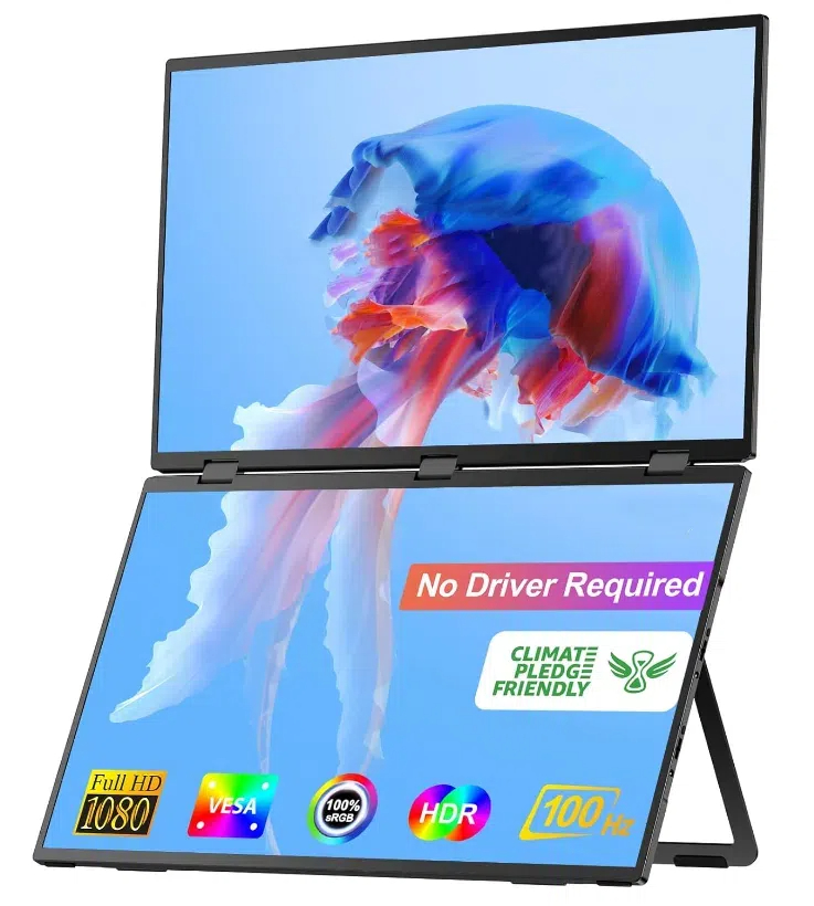 Triple Screen Laptop Monitor Foldable - 18.5 inç 1080P Dokunmatik Ekranlı USB-C