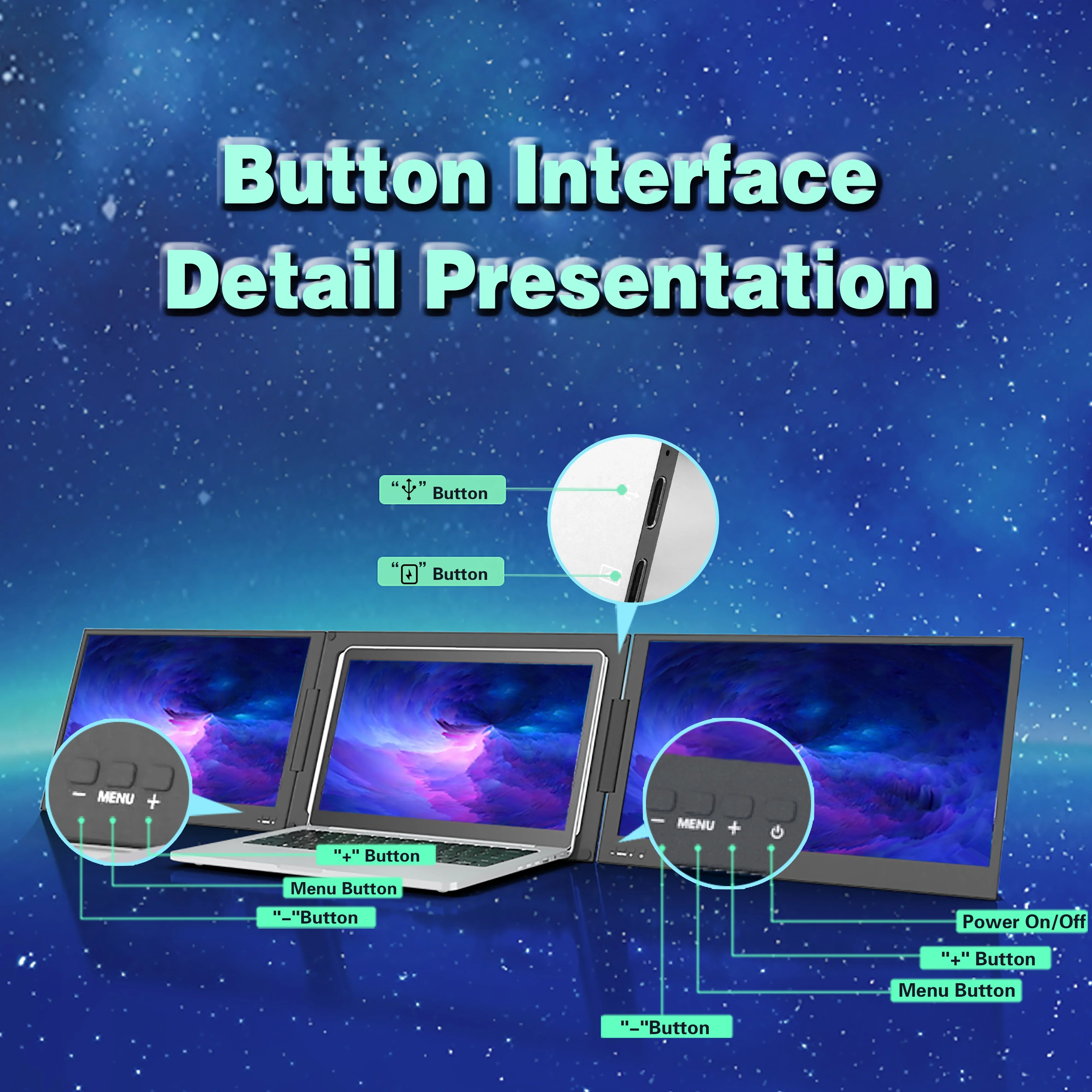 Dual Screen Portable Monitor Extender - Taşınabilir Dizüstü Bilgisayar Ekran Genişletici, Notebook
