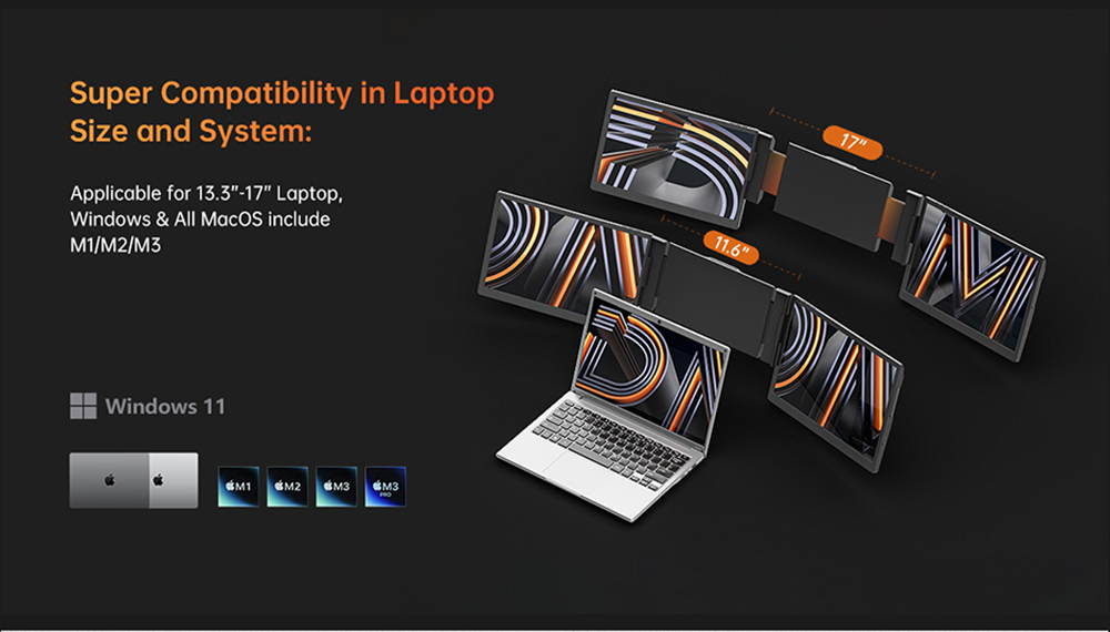 Dual Screen Portable Monitor Extender - 13-14 İnç PC Çift Ekran LCD