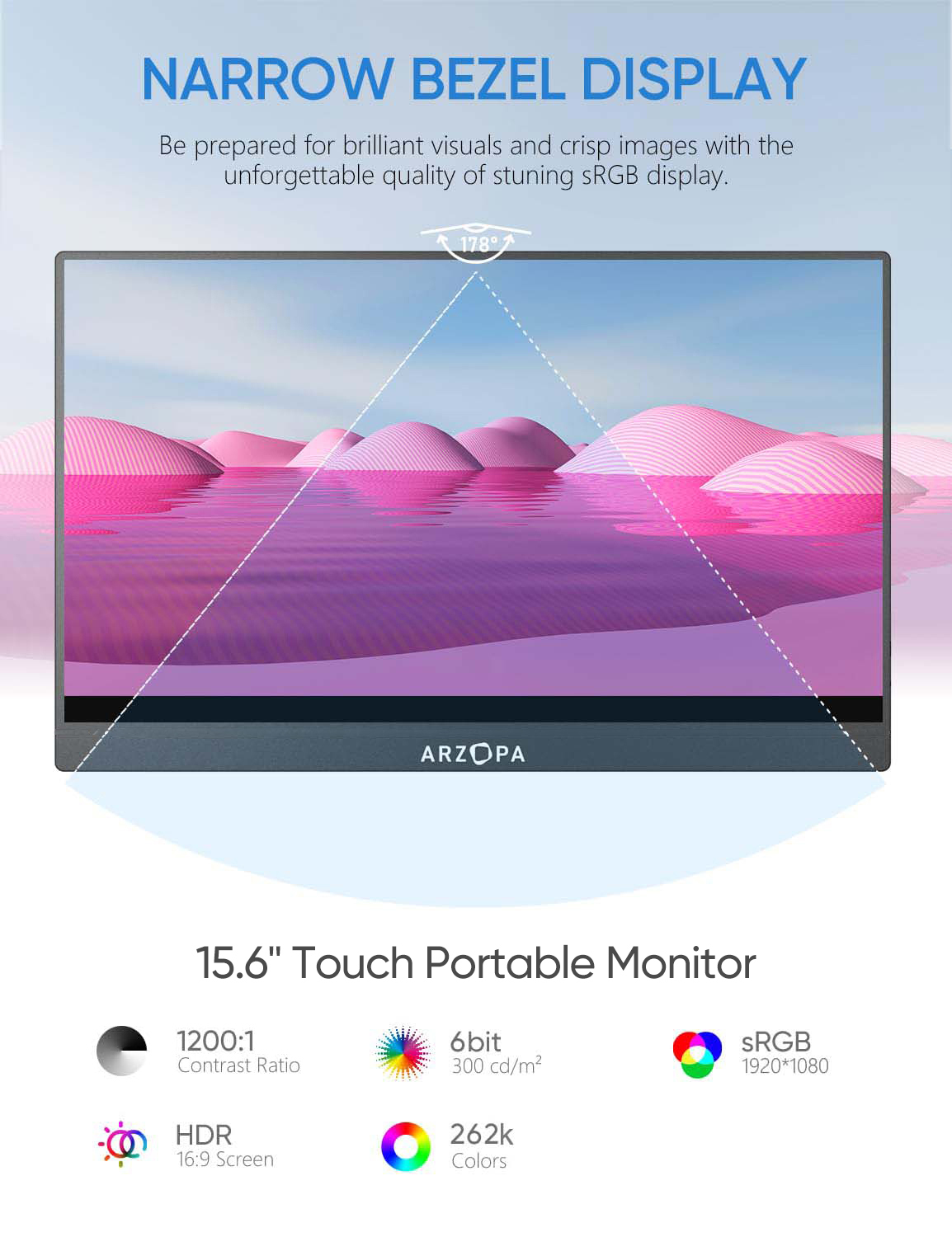 Arzopa A1T 10 Noktalı Dokunmat - Portable Monitor 15.6 Inch 1080P Type C incelemesi ve fiyatı