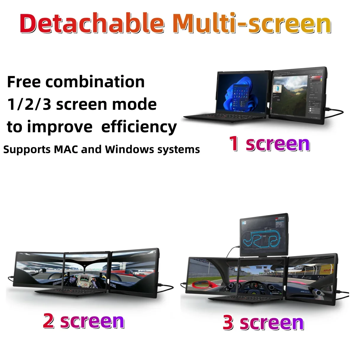 13 inç PC Çift Ekranlı LCD Bil - Triple Screen Laptop Monitor Foldable incelemesi ve fiyatı